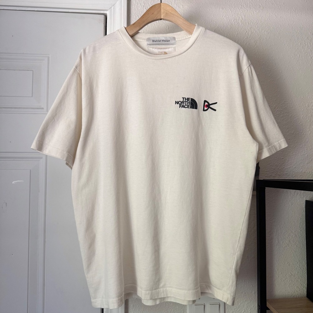 DISTRICT VISION x THE NORTH FACE white logo crew neck short sleeve tee r-shirt